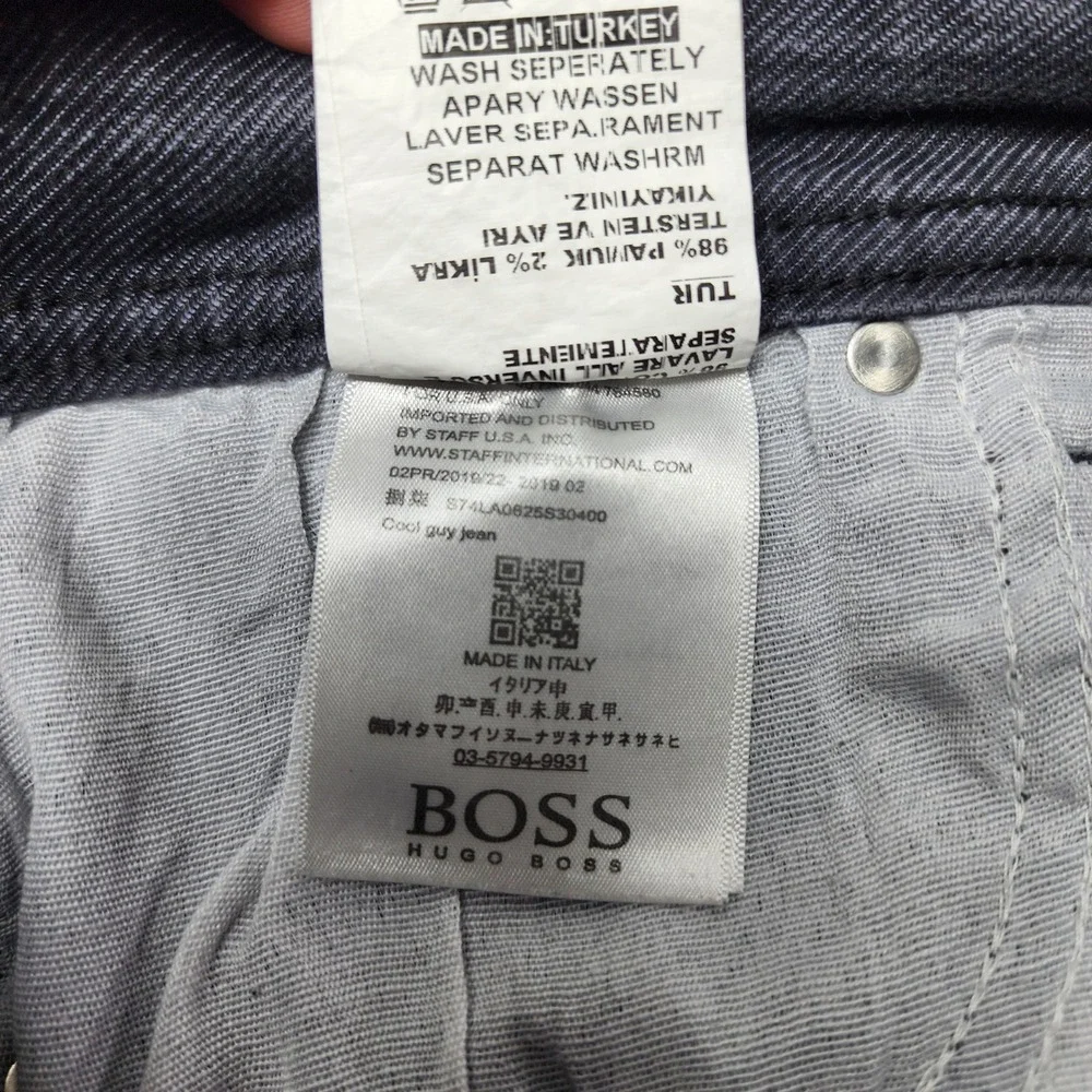 Hugo Boss Mens Jeans Straight Leg Denim Faded Black Wash 40x34‎